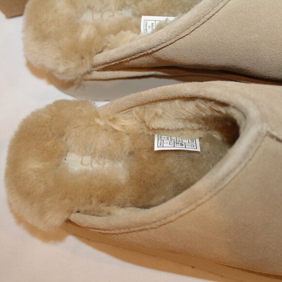 NIB UGG WOMEN'S DISCOQUETTE SUEDE SHEARLING LINED SLIPPERS TAN - Picture 3 of 7